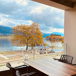 Lake view with autumn tree